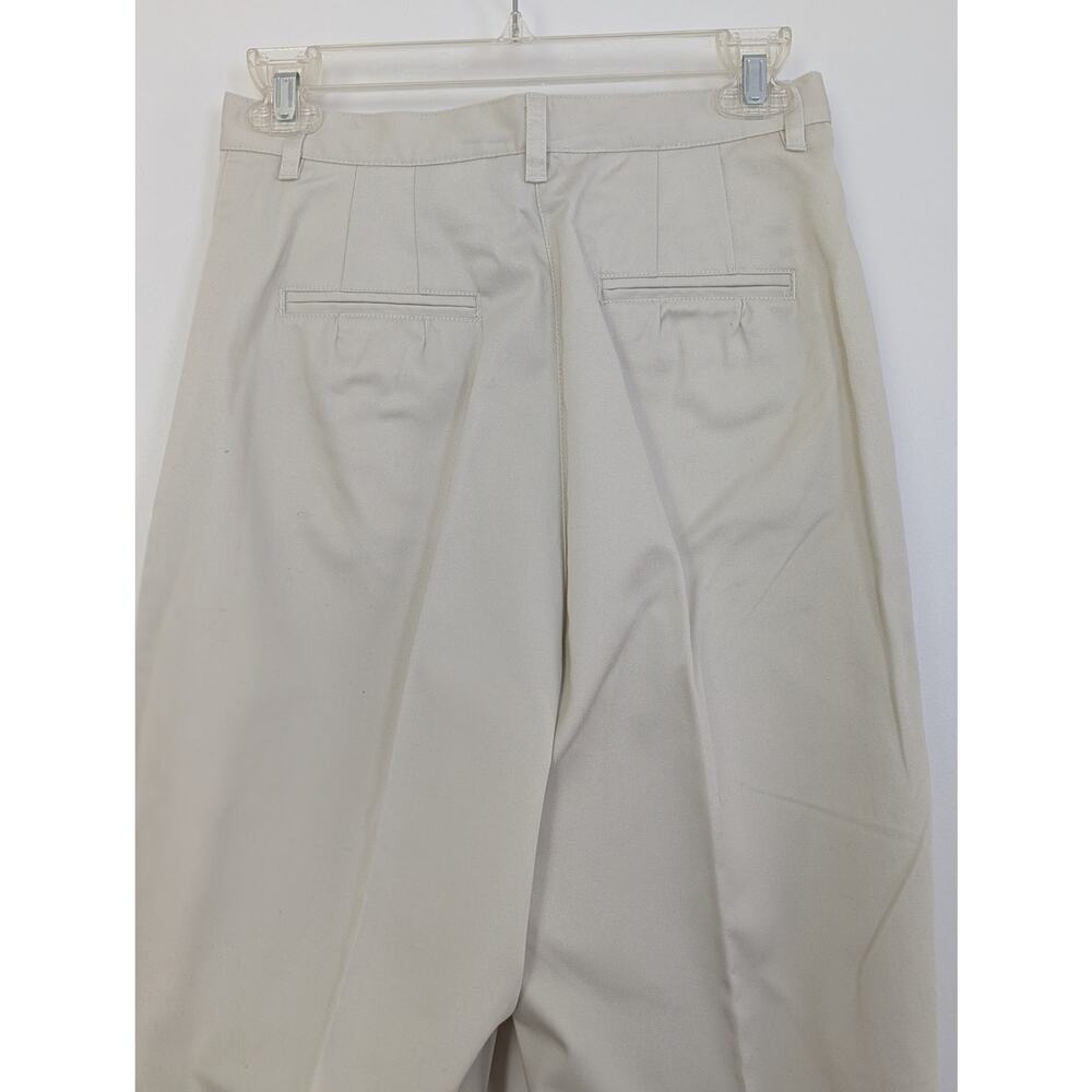 VTG Talbots Pants Sz 4 Beige Khaki Chino High Rise Pleated Tapered Cotton - Picture 4 of 6
